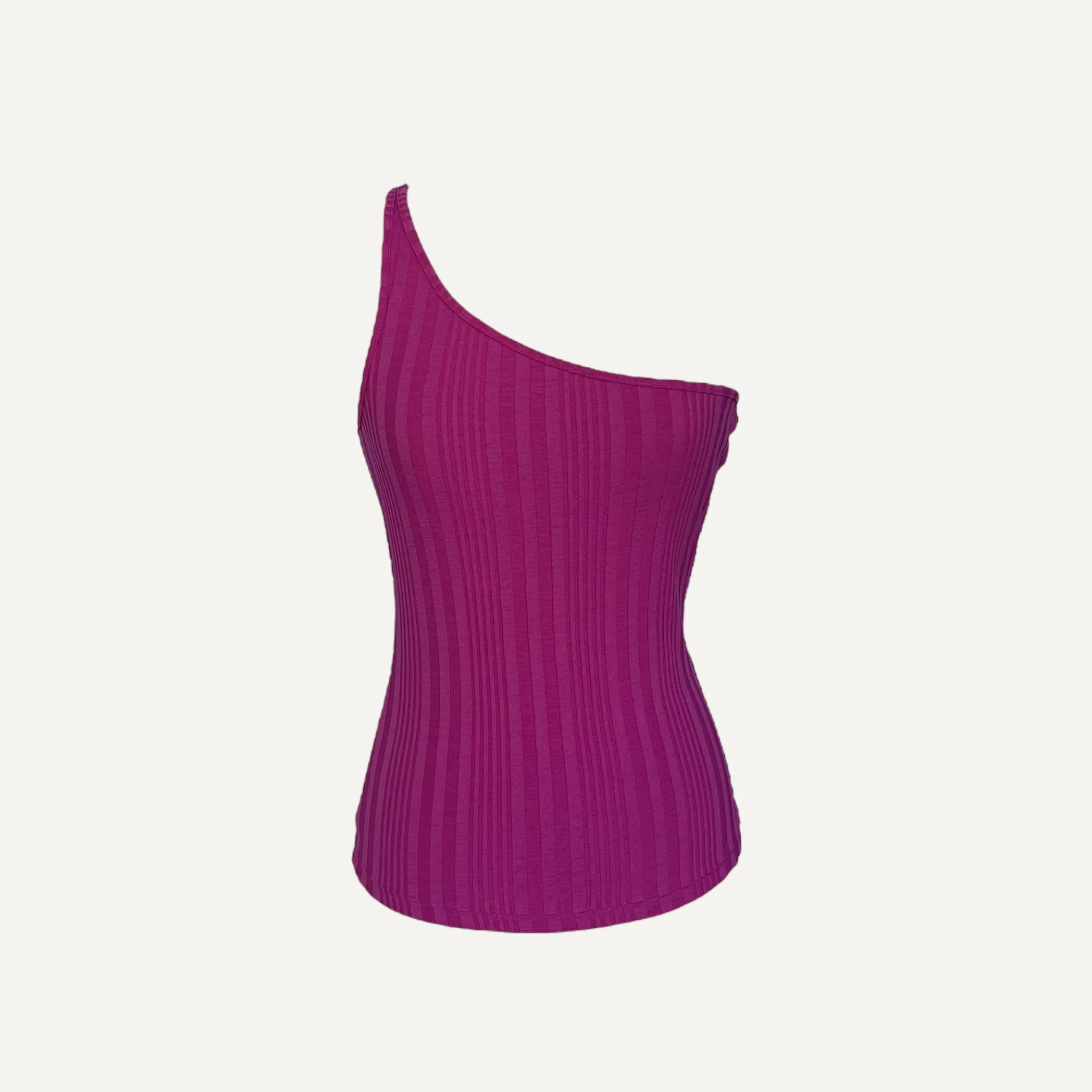 H&M Hot Pink Ribbed One Shoulder Tank Top - Image 6