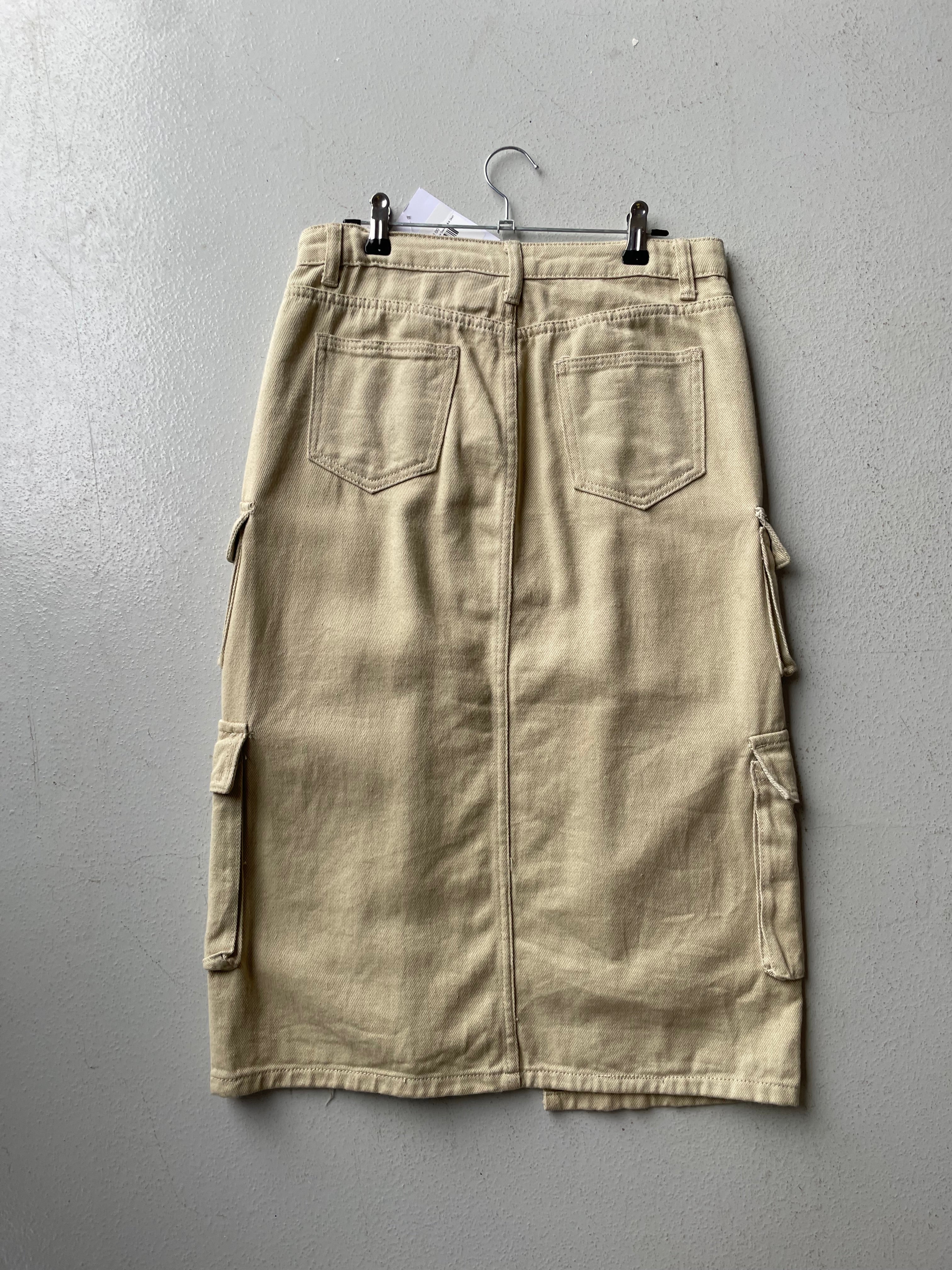 Prettylittlething Beige Denim Midi Skirt - Image 3