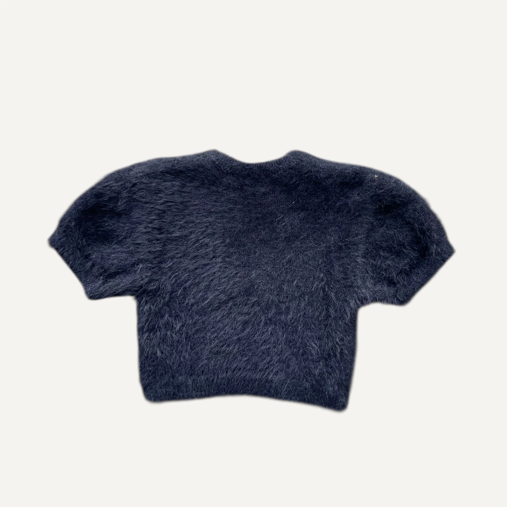 Ragged Jeans Fluffy Textured Black Short Sleeve Cropped Top - Image 5