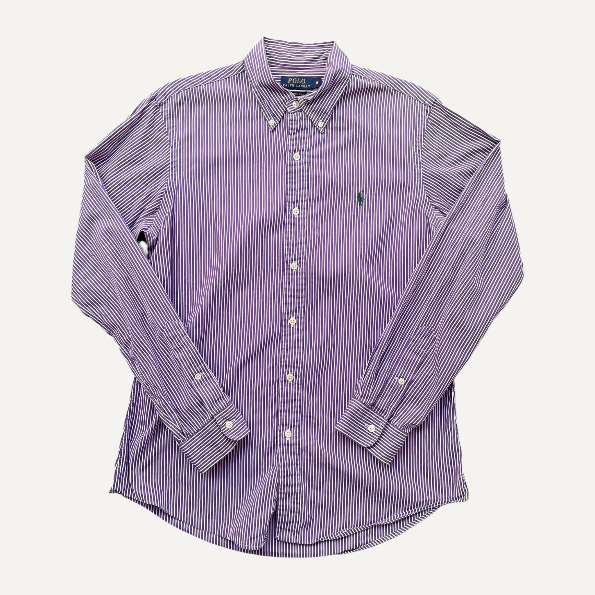 Ralph Lauren Purple and White Pinstripe Custom Fit Long Sleeve Shirt