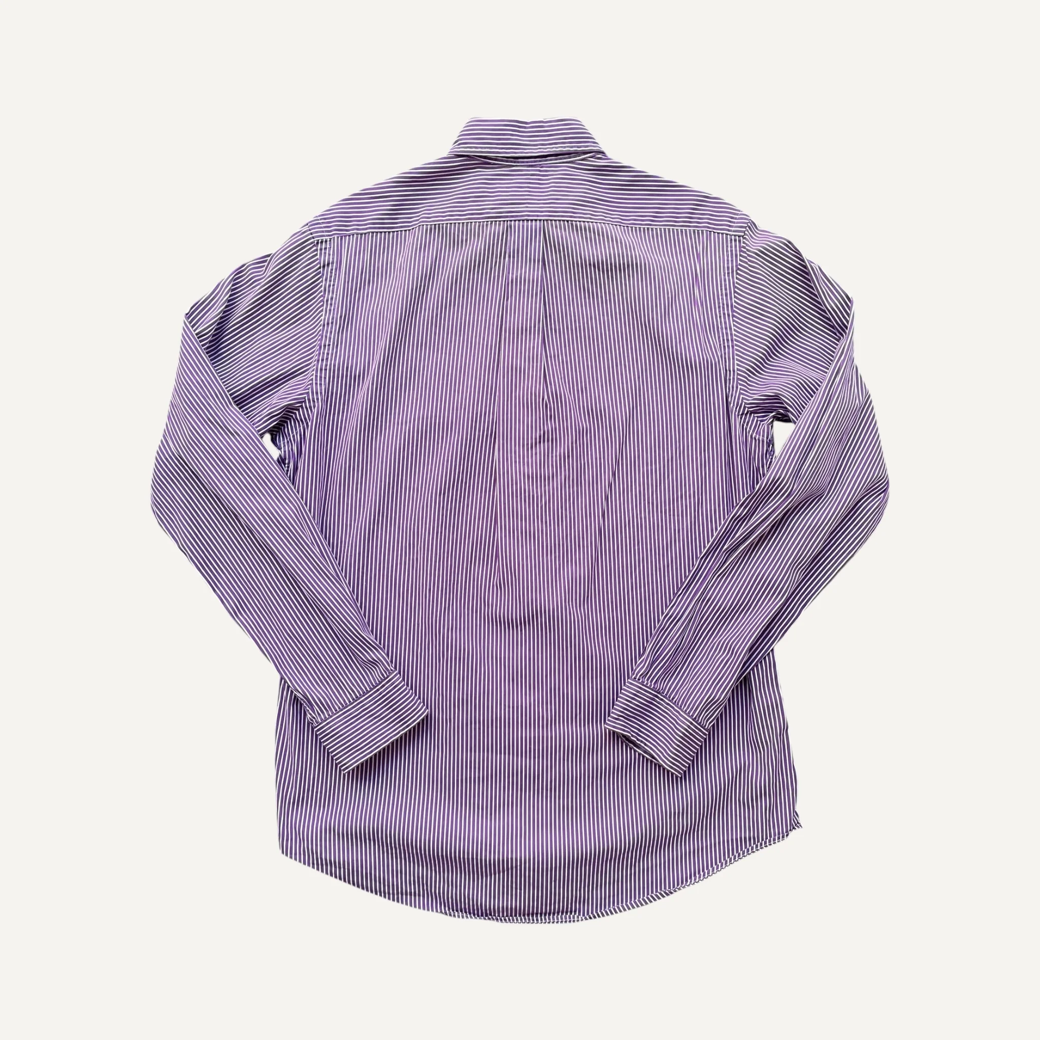Ralph Lauren Purple and White Pinstripe Custom Fit Long Sleeve Shirt - Image 2