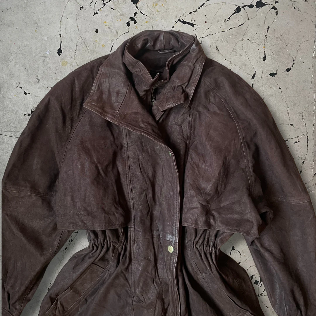 Vintage Brown Leather Smoking Hunter Jacket - Image 2