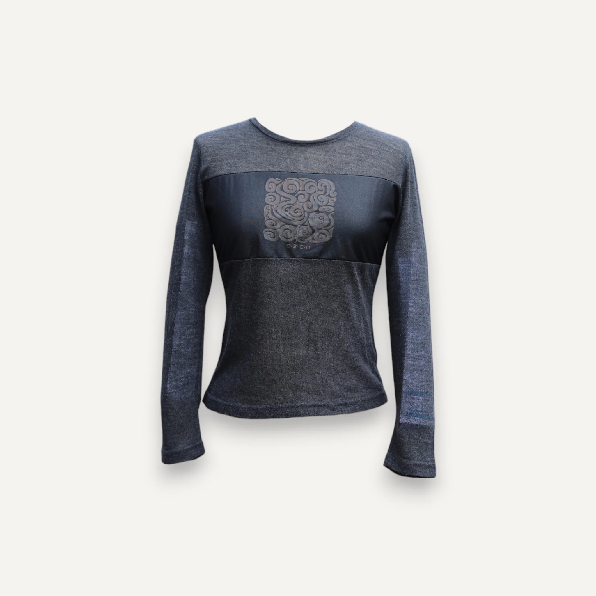 Vintage y2k Grey Fine Knit Long Sleeve Mesh Top